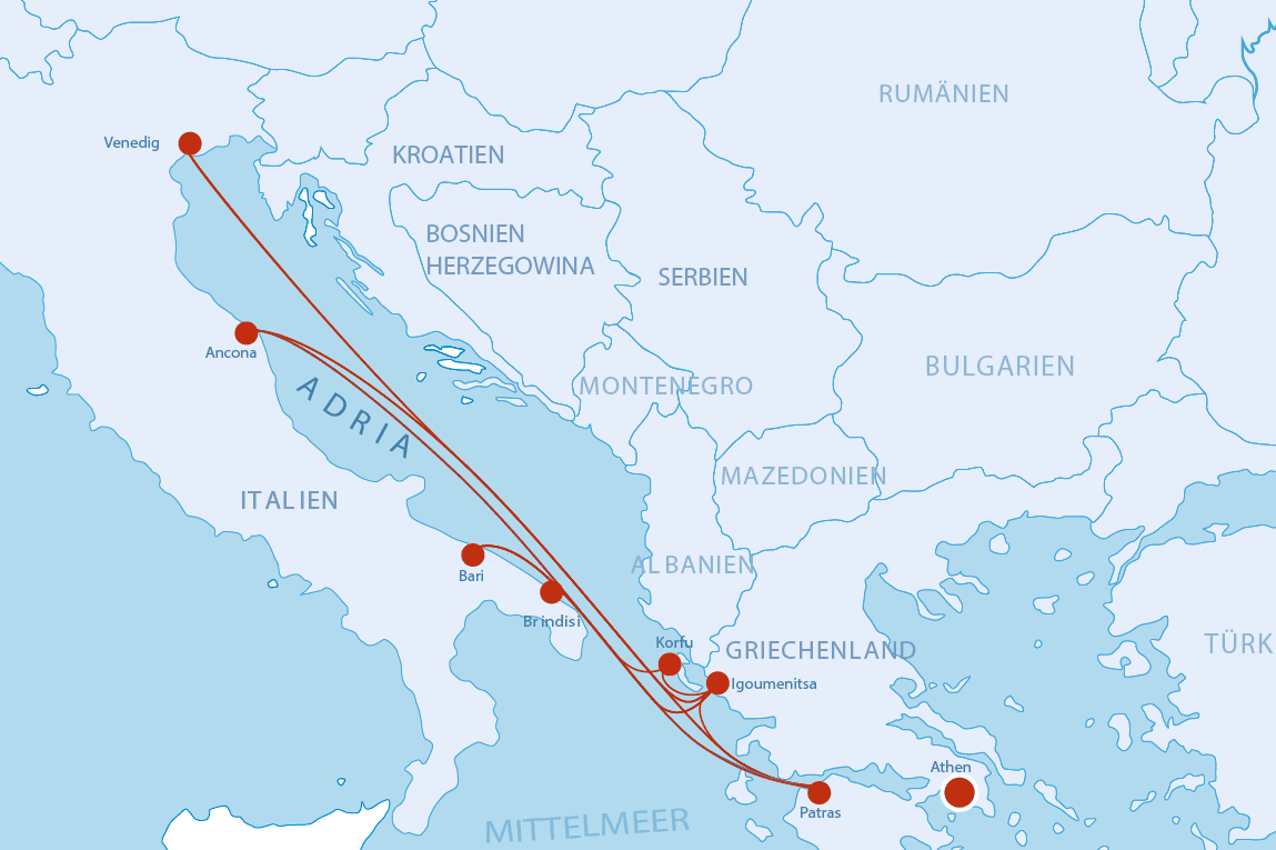 Fährverbindungen nach Griechenland Griechenland Karte für Fähren