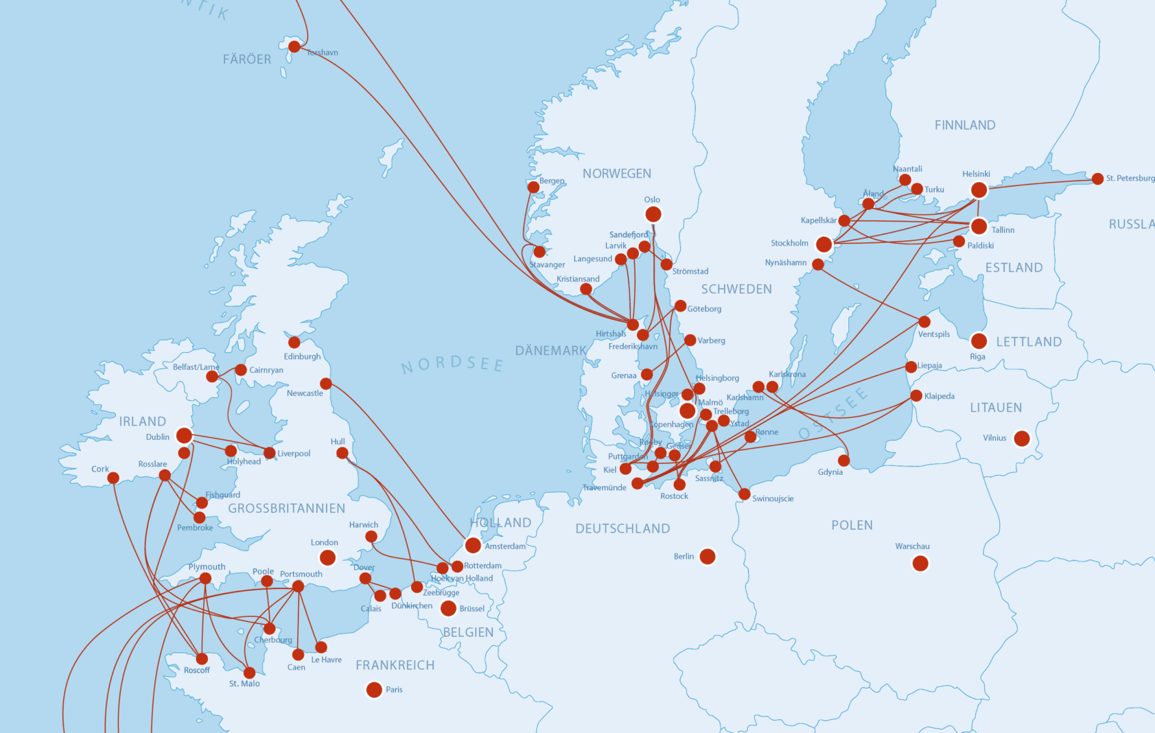 Karte Fähren Nordeuropa | Fährkarte